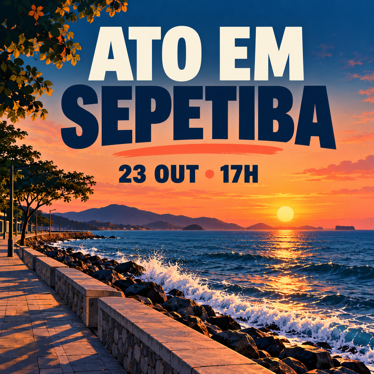 Arte ilustrativa de Sepetiba e Pedra de Guaratiba — ato público