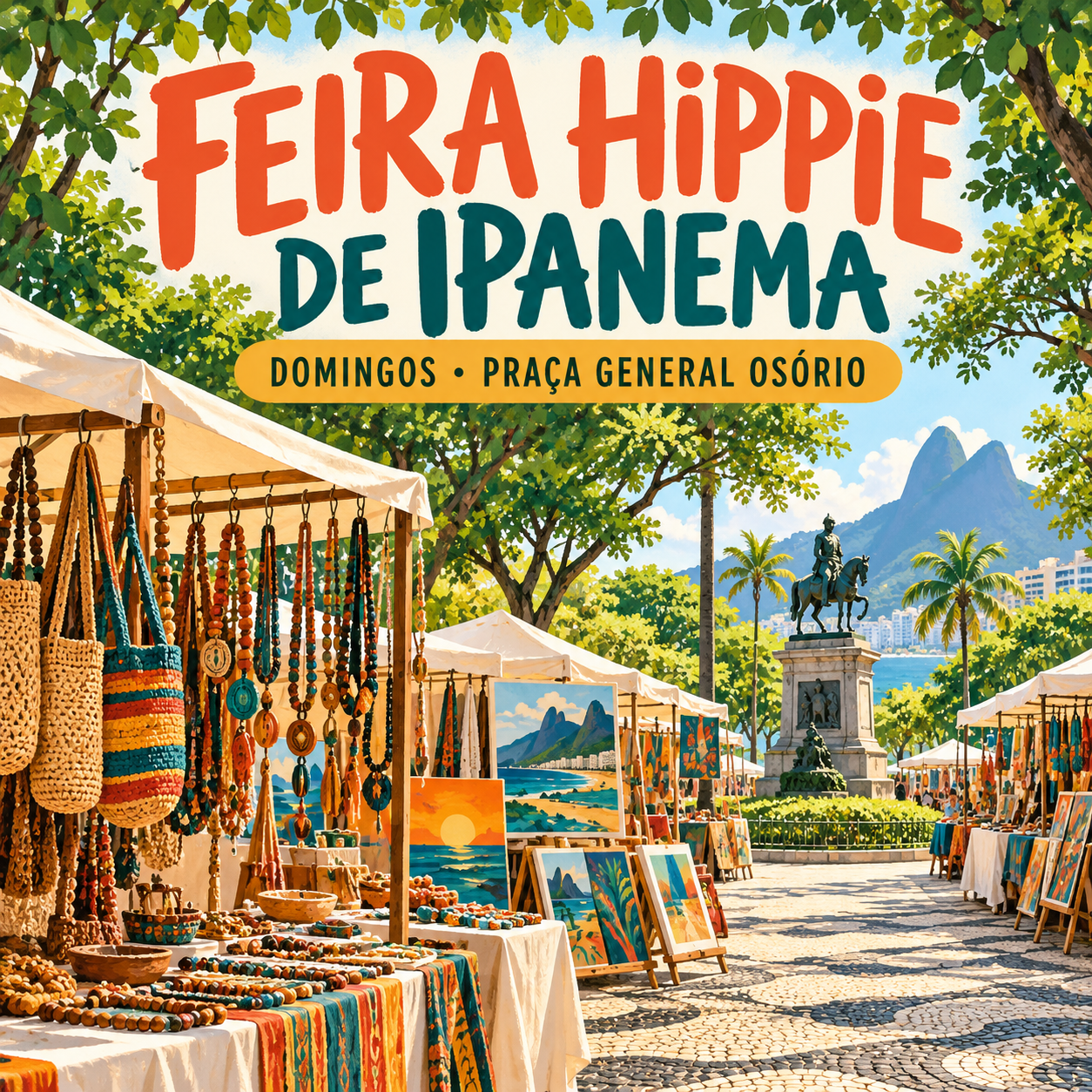Arte ilustrativa de Feira Hippie de Ipanema