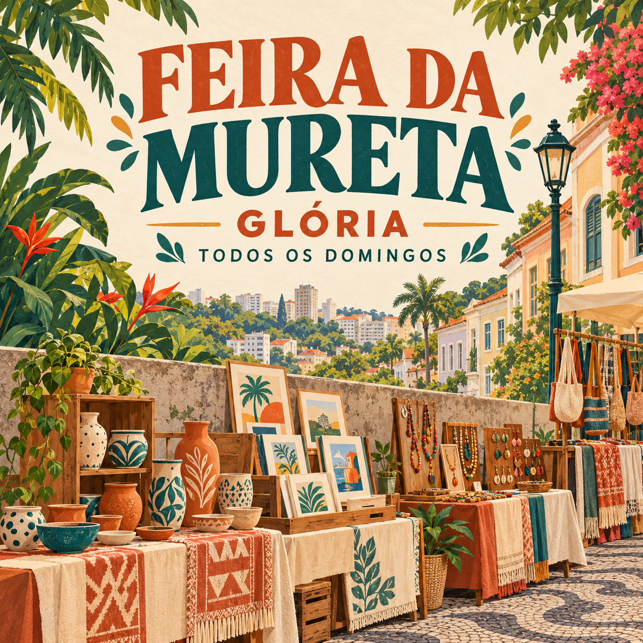 Arte ilustrativa de Feira da Mureta na Glória
