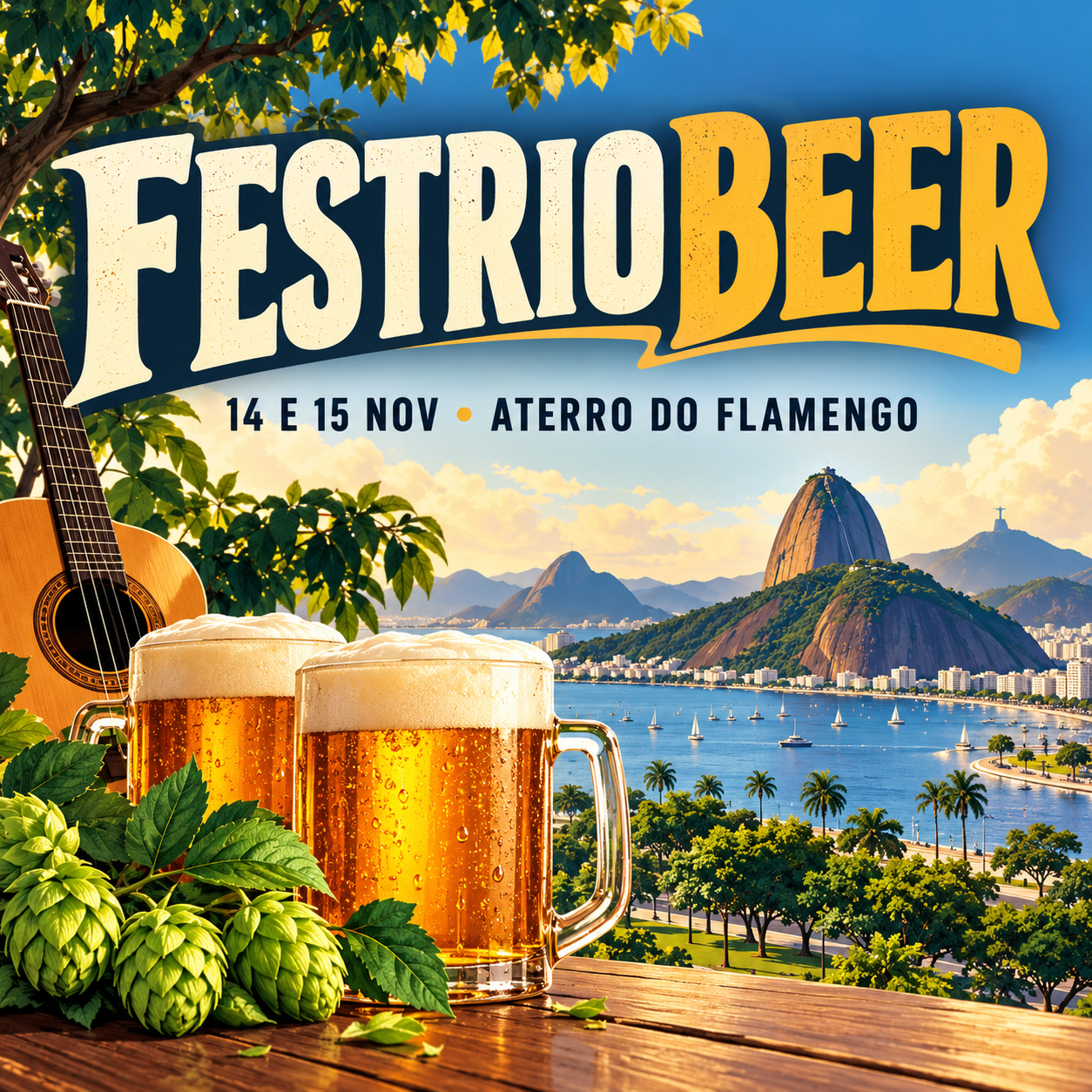 Arte ilustrativa de FestRioBeer no Aterro do Flamengo