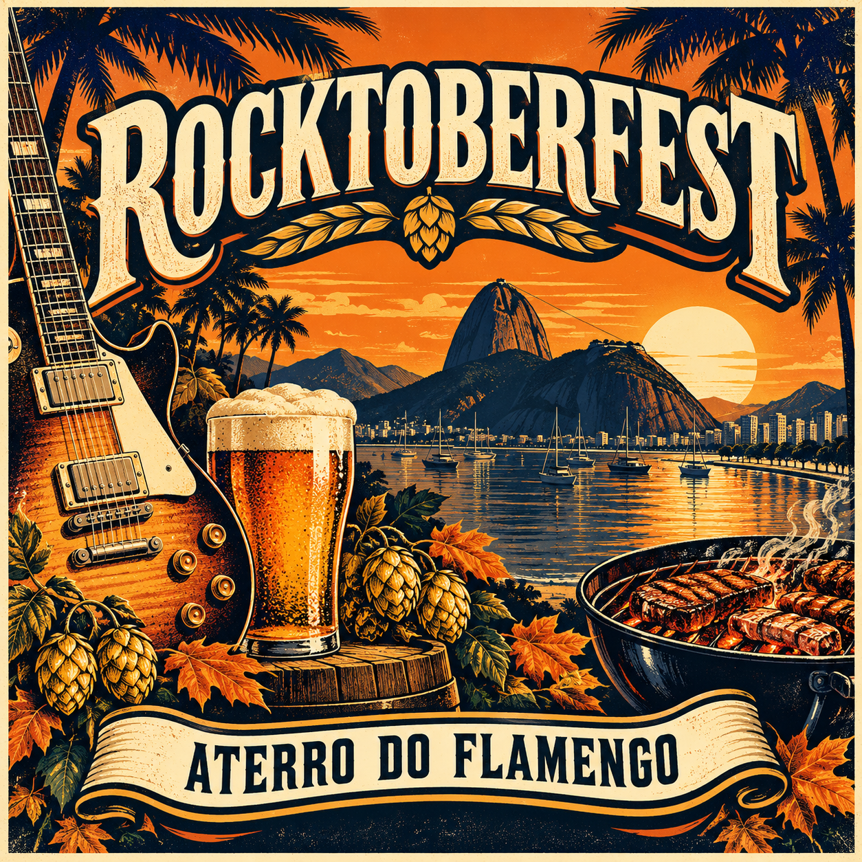 Arte ilustrativa de Rocktoberfest no Aterro do Flamengo